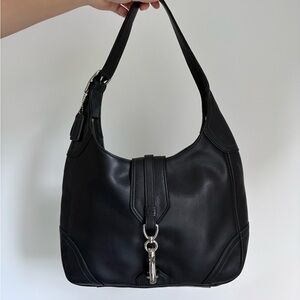 Coach Black Leather Hobo with Silver Hardware